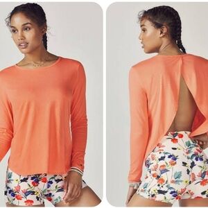 Fabletics Vibrant Orange Long Sleeve Tee